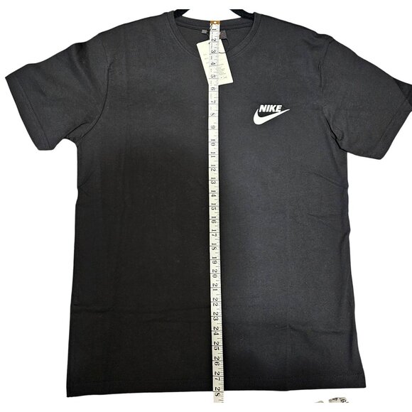 Nike Black T-Shirt Mens Size M 100% Cotton Short-Sleeve Classic Logo Crew Neck C - Picture 7 of 8